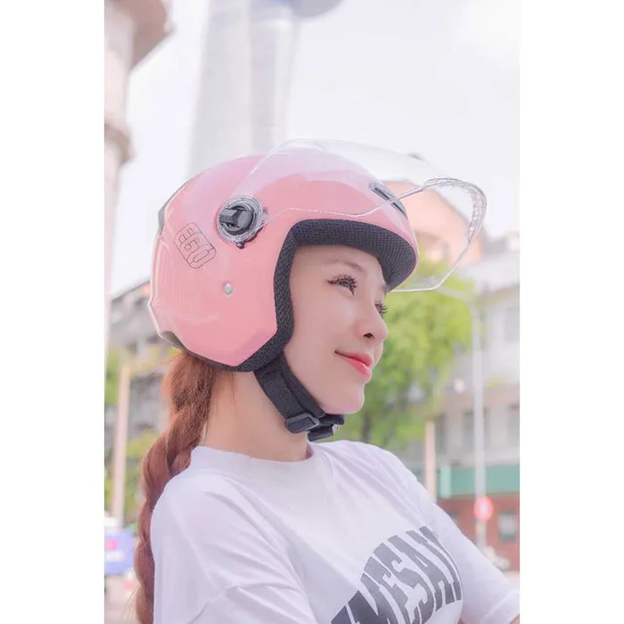 Mũ Bảo Hiểm 3/4 EGO E-31 E31 Có Kính Hồng Pastel