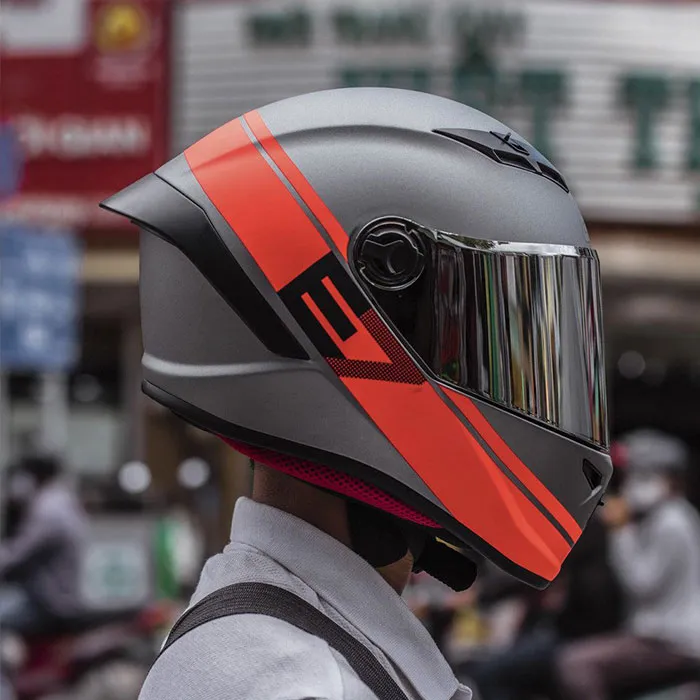 Mũ Fullface EGO E7 Tem V1 Xám Cam