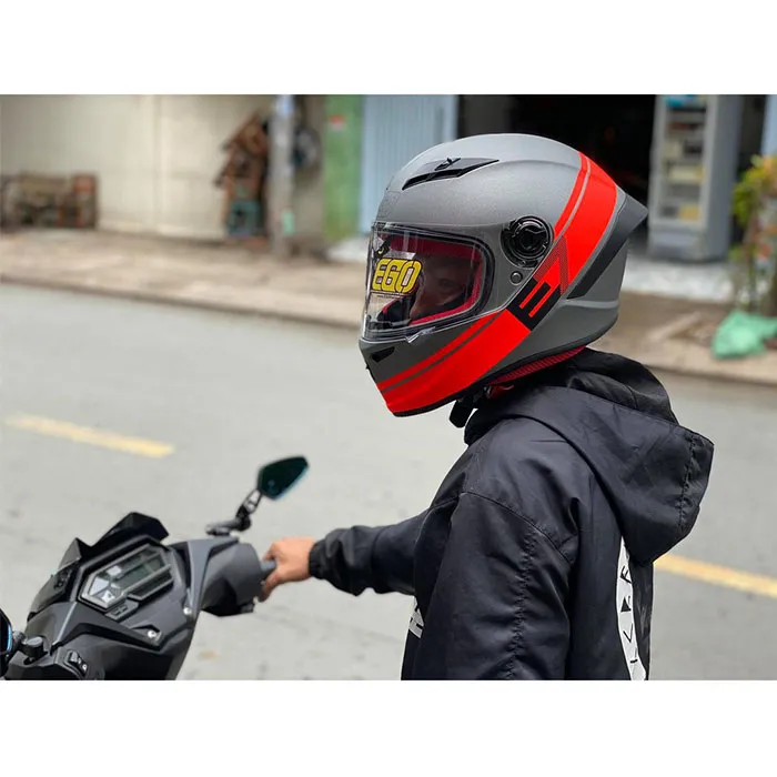 Mũ Fullface EGO E7 Tem V1 Xám Cam