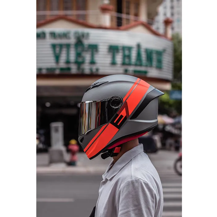 Mũ Fullface EGO E7 Tem V1 Xám Cam