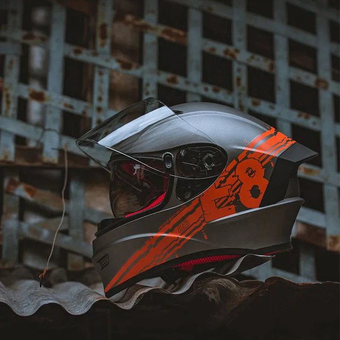 Mũ Fullface 2 kính EGO E8 SV Plus V3 Bạc Tem Cam