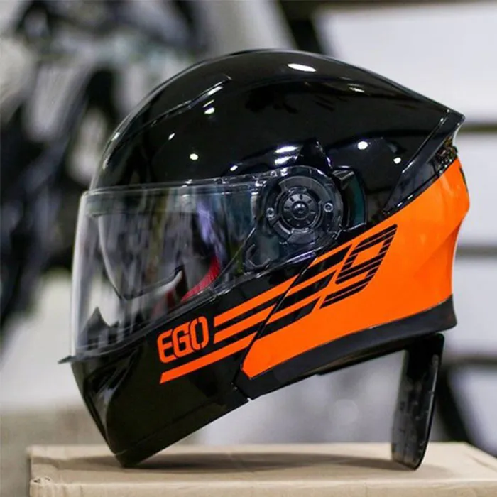 Mũ bảo hiểm Fullface lật hàm EGO E9 V2 Đen Cam 