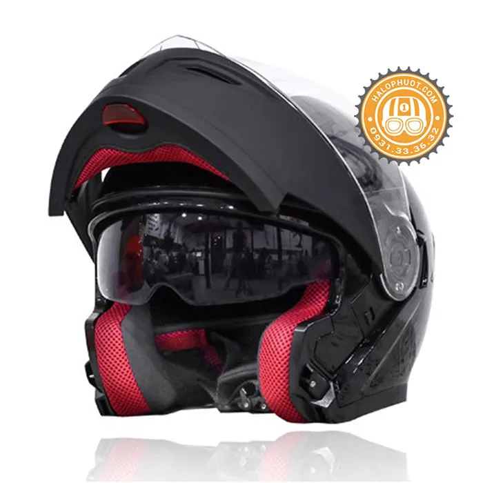 Mũ bảo hiểm Fullface lật hàm EGO E9 Đen Bóng 