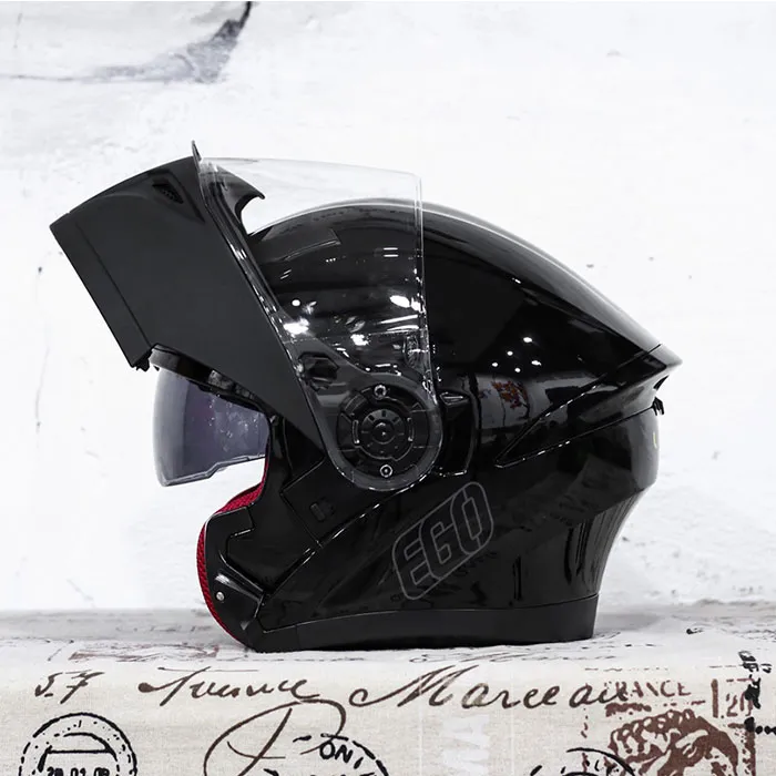 Mũ bảo hiểm Fullface lật hàm EGO E9 Đen Bóng 