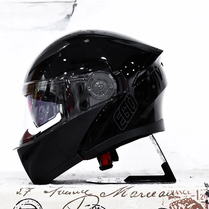 Mũ bảo hiểm Fullface lật hàm EGO E9 Đen Bóng 
