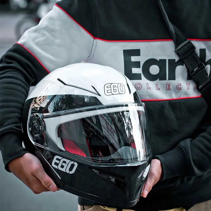 Mũ bảo hiểm Fullface lật hàm EGO E9 V1 Đen Bóng Trắng