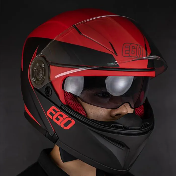 Mũ bảo hiểm Fullface lật hàm EGO E9 V1 Đen Nhám Đỏ