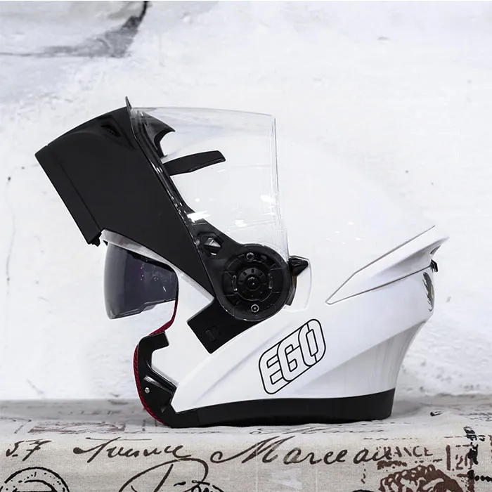 Mũ bảo hiểm Fullface lật hàm EGO E9 Trắng