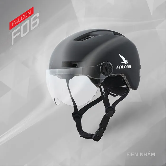 Nón Falcon F06 Đen Nhám