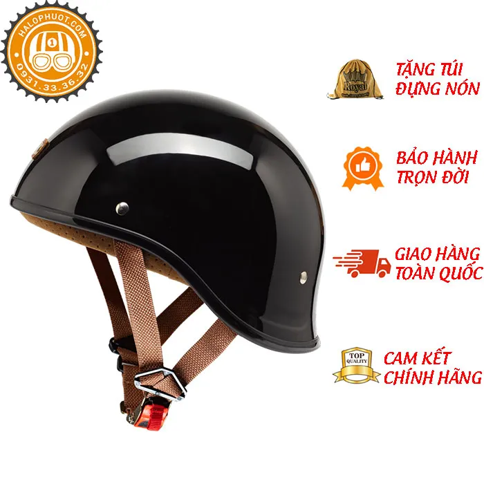 Nón nửa đầu Bulldog GANG Đen Bóng