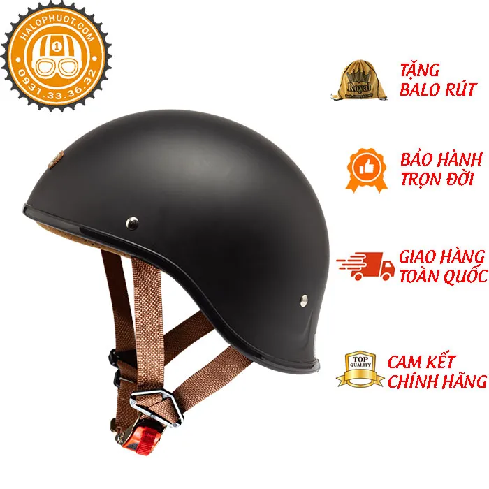 Nón nửa đầu Bulldog GANG Đen Nhám