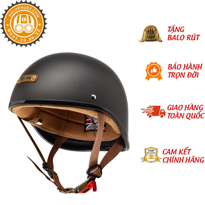 Nón nửa đầu Bulldog GANG Đen Nhám