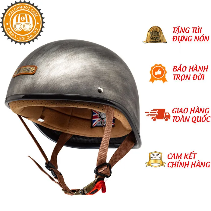 Nón nửa đầu Bulldog GANG Xước Bạc