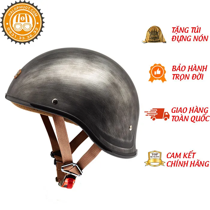 Nón nửa đầu Bulldog GANG Xước Bạc