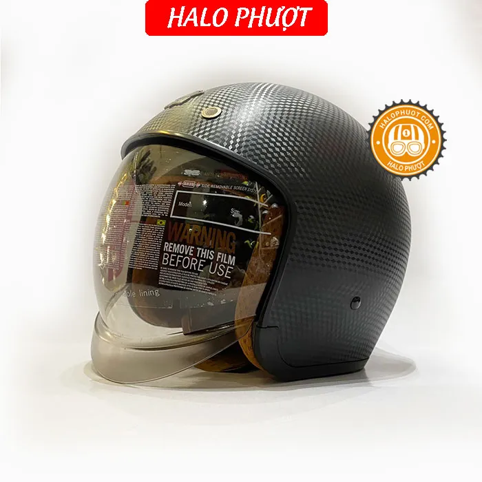 Mũ bảo hiểm Royal M139 kính âm Đen vân carbon