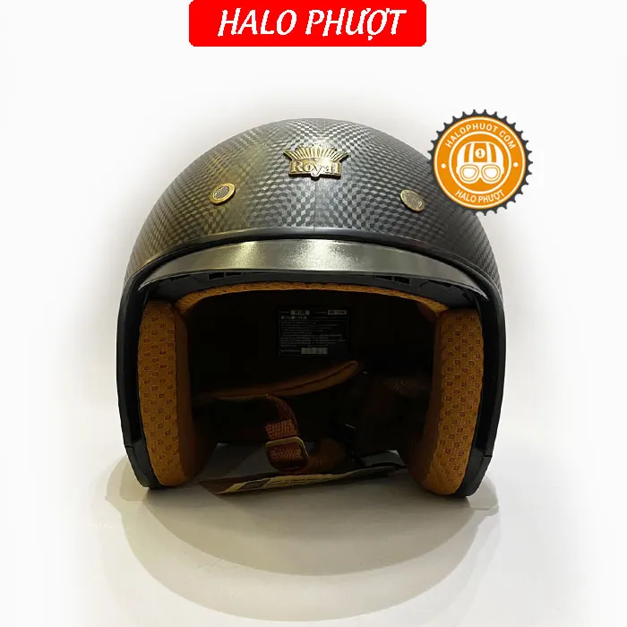 Mũ bảo hiểm Royal M139 kính âm Đen vân carbon