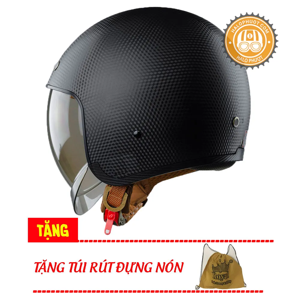Mũ bảo hiểm Royal M139 kính âm Đen vân carbon