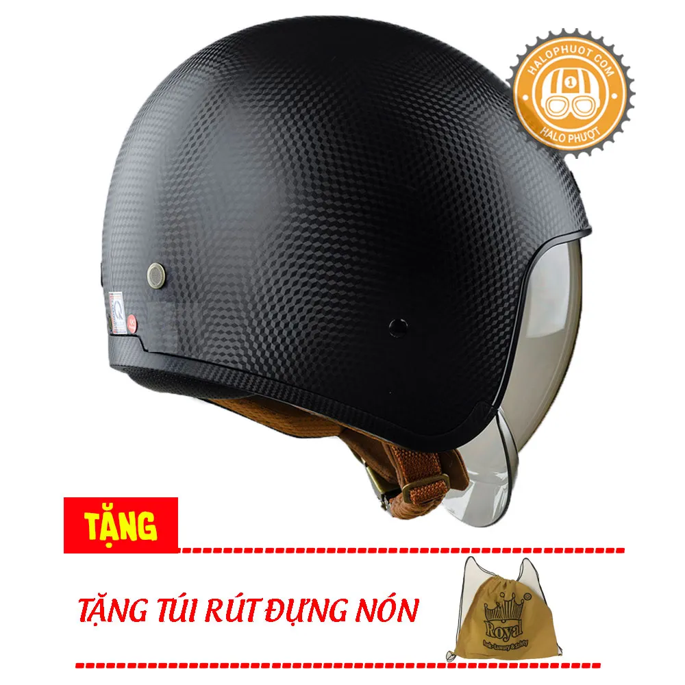 Mũ bảo hiểm Royal M139 kính âm Đen vân carbon