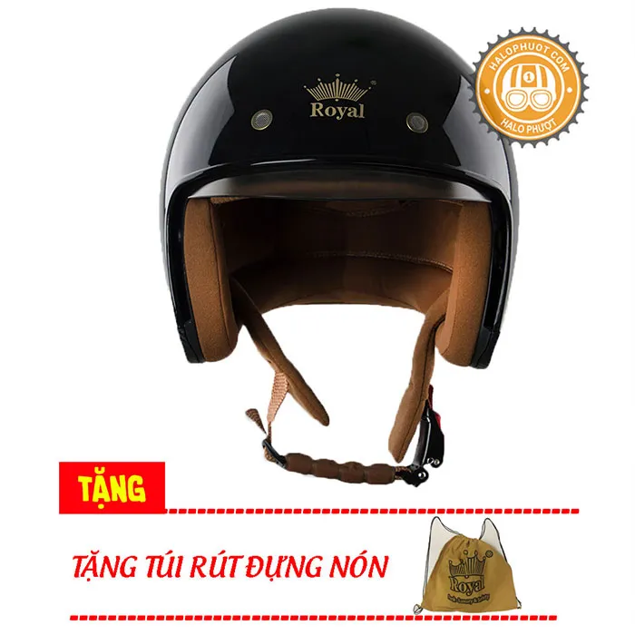 Mũ bảo hiểm Royal M139 kính âm Đen Bóng