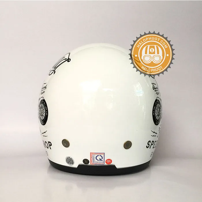 Mũ bảo hiểm Royal M139 kính âm tem V5 Trắng chữ đen