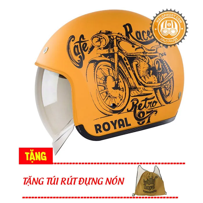 Mũ bảo hiểm Royal M139 kính âm tem V7 Vàng Nhám 