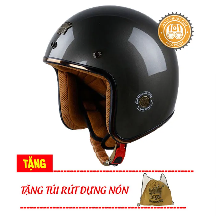 Mũ 3/4 Royal M20C Ruby Xám Chuột Bóng