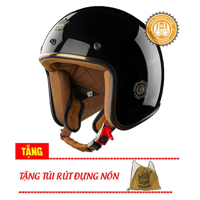 Mũ 3/4 Royal M20C Ruby Đen Bóng