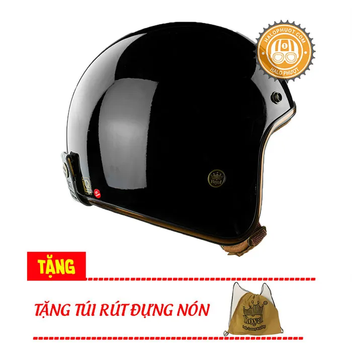 Mũ 3/4 Royal M20C Ruby Đen Bóng