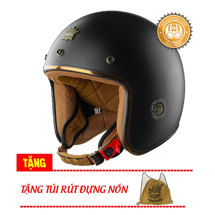 Mũ 3/4 Royal M20C Ruby Đen Nhám