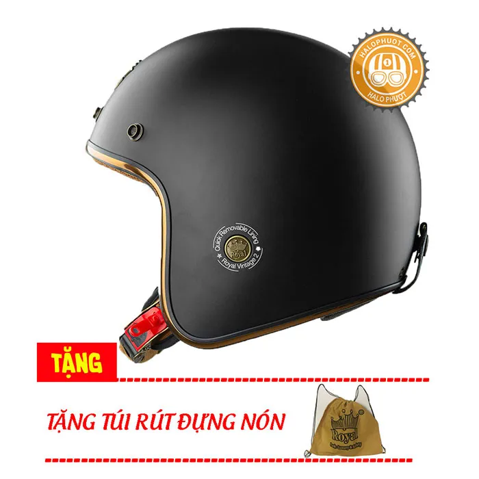 Mũ 3/4 Royal M20C Ruby Đen Nhám