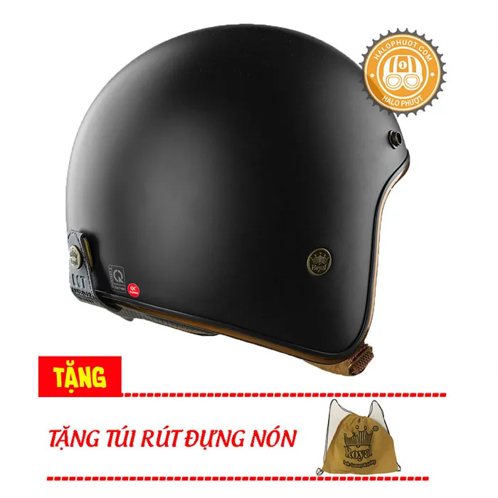 Mũ 3/4 Royal M20C Ruby Đen Nhám