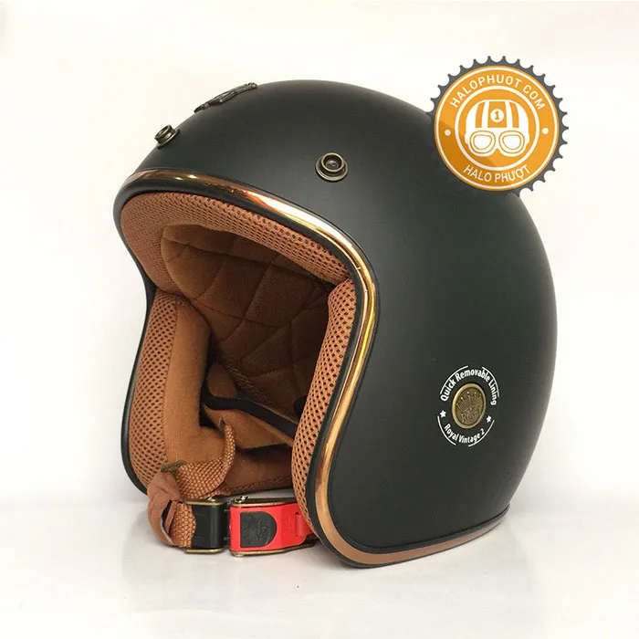 Mũ 3/4 Royal M20C Ruby Đen Nhám