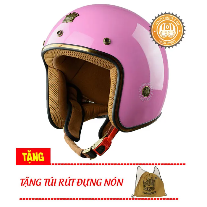 Mũ 3/4 Royal M20C Ruby Hồng Bóng