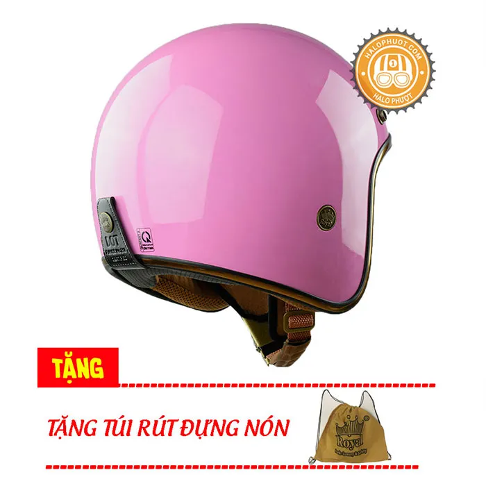 Mũ 3/4 Royal M20C Ruby Hồng Bóng