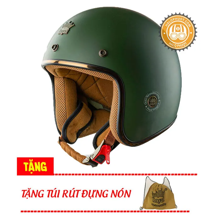Mũ 3/4 Royal M20C Ruby Xanh Lính (Rêu)