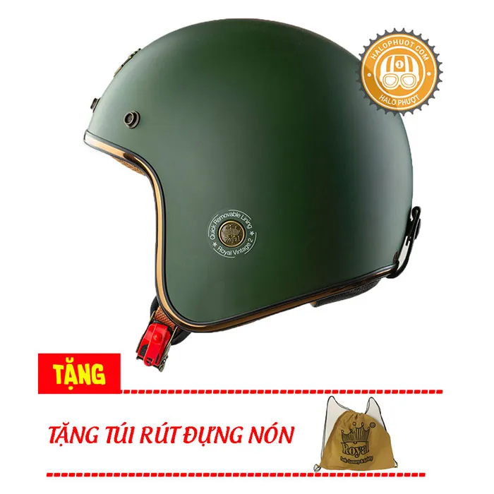Mũ 3/4 Royal M20C Ruby Xanh Lính (Rêu)