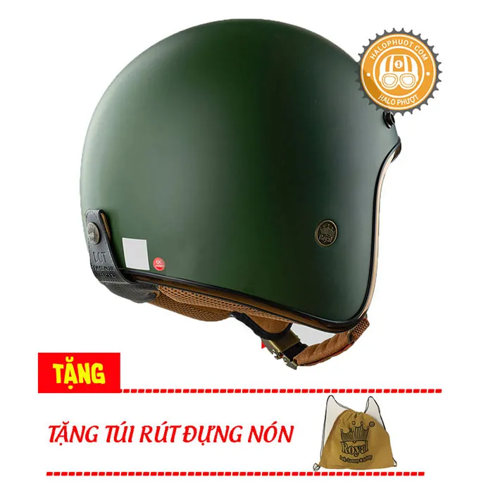 Mũ 3/4 Royal M20C Ruby Xanh Lính (Rêu)