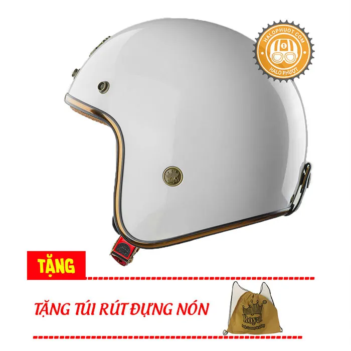Mũ 3/4 Royal M20C Ruby Trắng Bóng