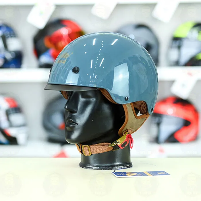 (Tặng Tai Mèo) Nón Nửa Đầu Kính Âm Royal M239 Xanh Xi Măng