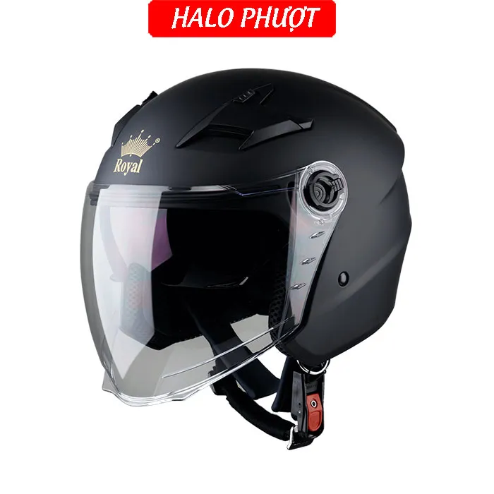 ( Tặng Tem KYT ) Nón bảo hiểm 3/4 2 kính Royal M268 - Đen Nhám