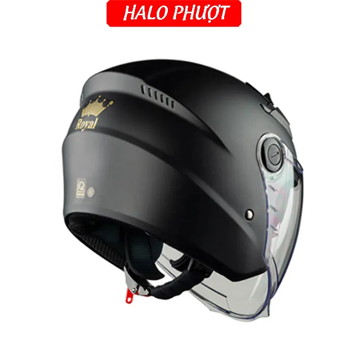 ( Tặng Tem KYT ) Nón bảo hiểm 3/4 2 kính Royal M268 - Đen Nhám