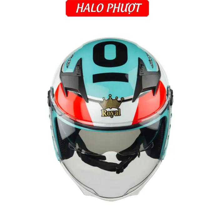 ( Tặng Tem KYT ) Nón bảo hiểm 3/4 2 kính Royal M268 - Leopard