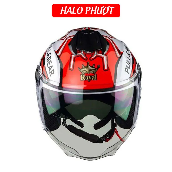 ( Tặng Tem KYT ) Nón bảo hiểm 3/4 2 kính Royal M668 (XH01 2 kính) - Tem Pull Bear 93