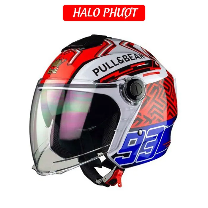 ( Tặng Tem KYT ) Nón bảo hiểm 3/4 2 kính Royal M668 (XH01 2 kính) - Tem Pull Bear 93