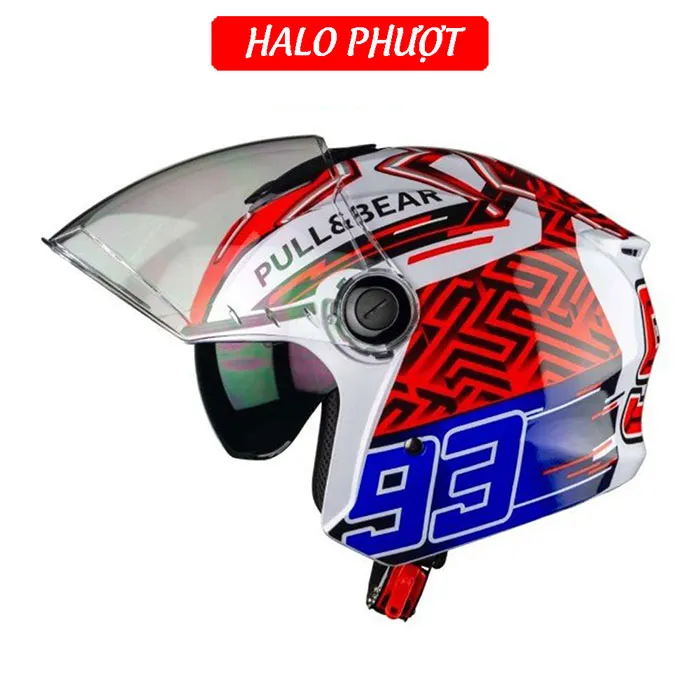 ( Tặng Tem KYT ) Nón bảo hiểm 3/4 2 kính Royal M668 (XH01 2 kính) - Tem Pull Bear 93