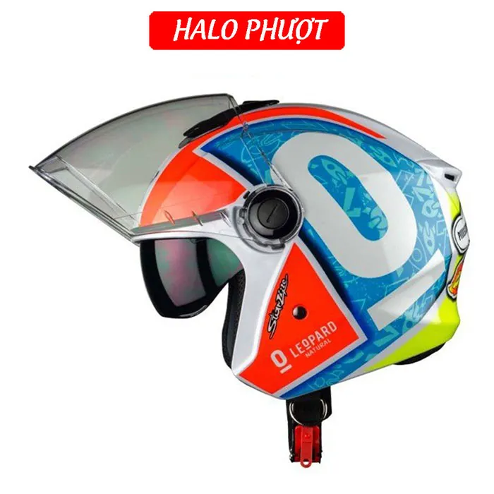 Nón bảo hiểm 3/4 2 kính Royal M668 - Tem Leopard 2023