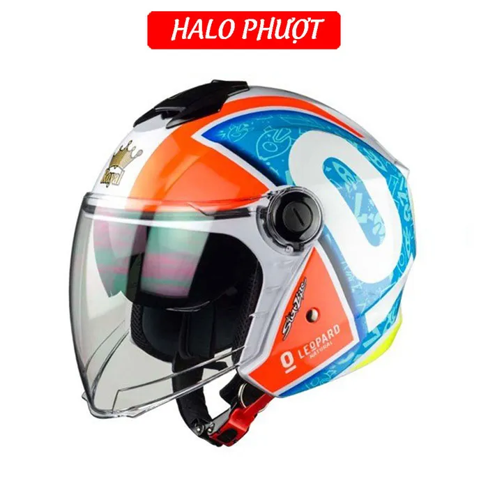 Nón bảo hiểm 3/4 2 kính Royal M668 - Tem Leopard 2023