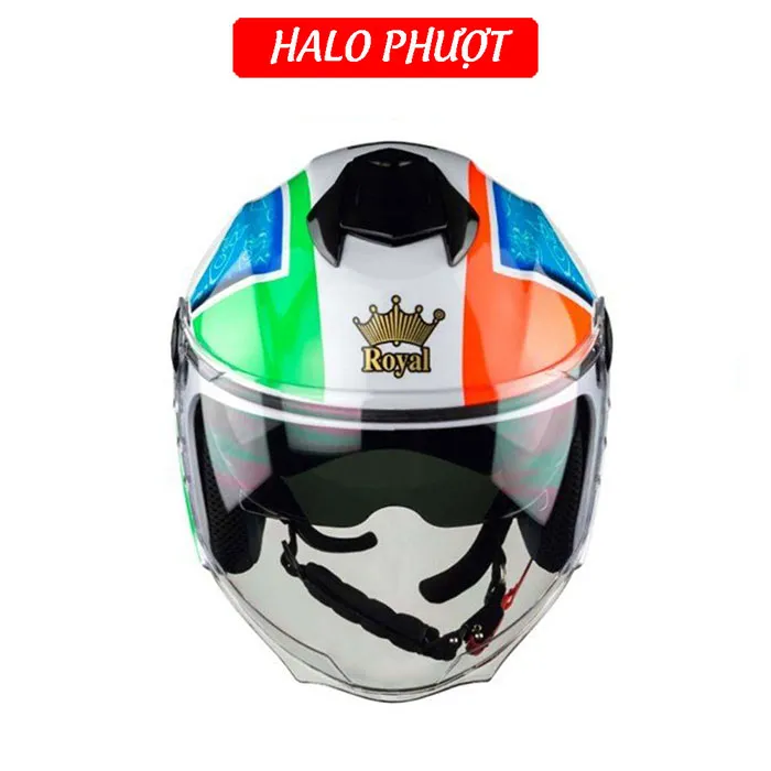 Nón bảo hiểm 3/4 2 kính Royal M668 - Tem Leopard 2023