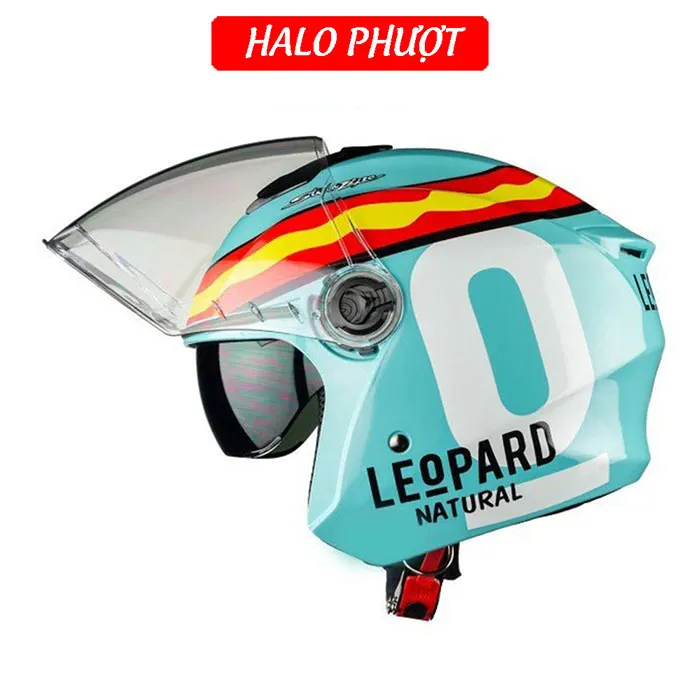 ( Tặng Tem KYT ) Nón bảo hiểm 3/4 2 kính Royal M668 - Tem Leopard