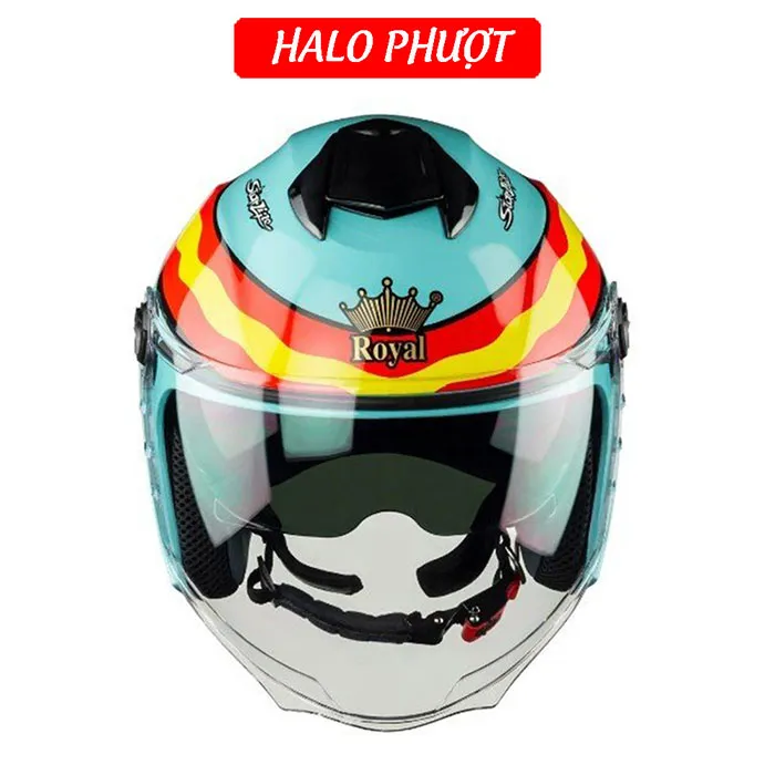 ( Tặng Tem KYT ) Nón bảo hiểm 3/4 2 kính Royal M668 - Tem Leopard